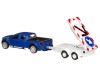 Машина "АВТОПАНОРАМА" Ford F-150 c прицепом с дорожными знаками, 1/43, инерция, в/к