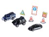 Набор металлических машинок AUTODRIVE Полицейская техника 3шт (машина, джип, бтр), дорожные знаки